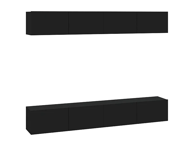 Meubles TV muraux 4 pièces Noir 100x30x30 cm