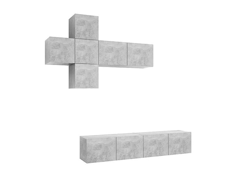 Ensemble de meuble TV 7 pièces Gris béton Aggloméré