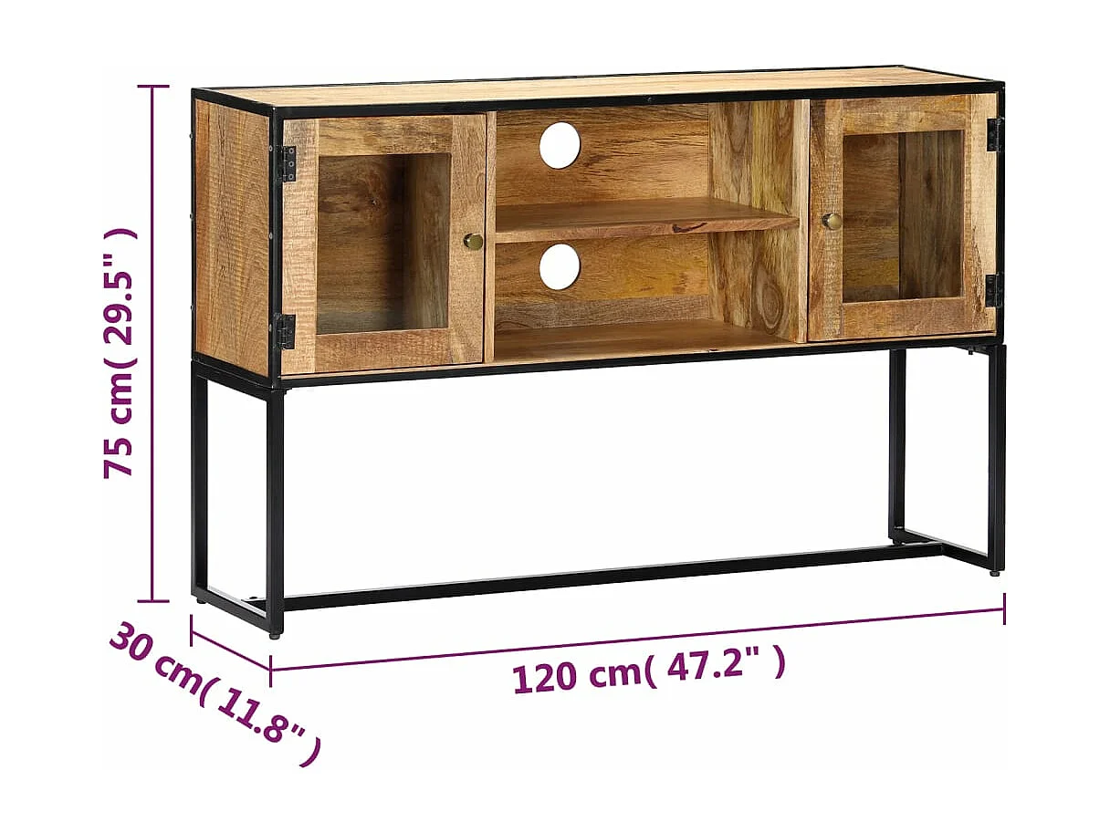 Móvel de TV 120x30x75 cm madeira recuperada maciça