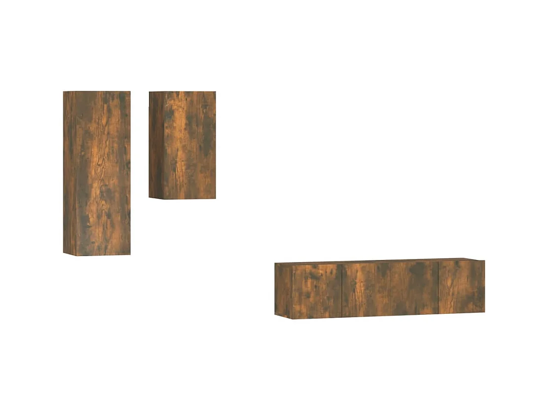 Ensemble de meubles TV 4 pièces Chêne fumé Bois d'ingénierie