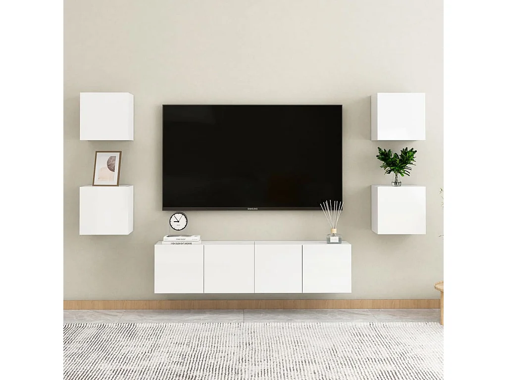 Móvel de TV de parede 2 peças 30,5x30x30 cm branco brilhante