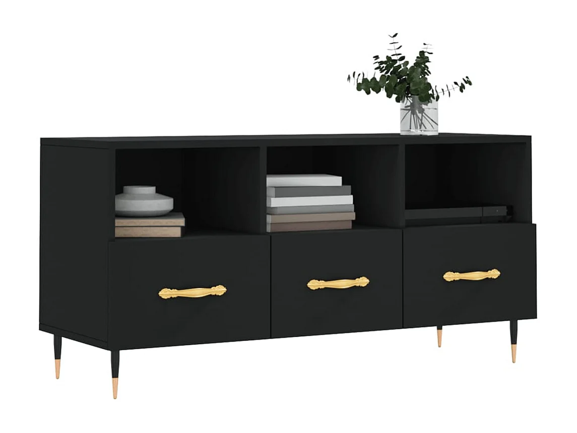Meuble TV noir 102x36x50 cm bois d'ingénierie