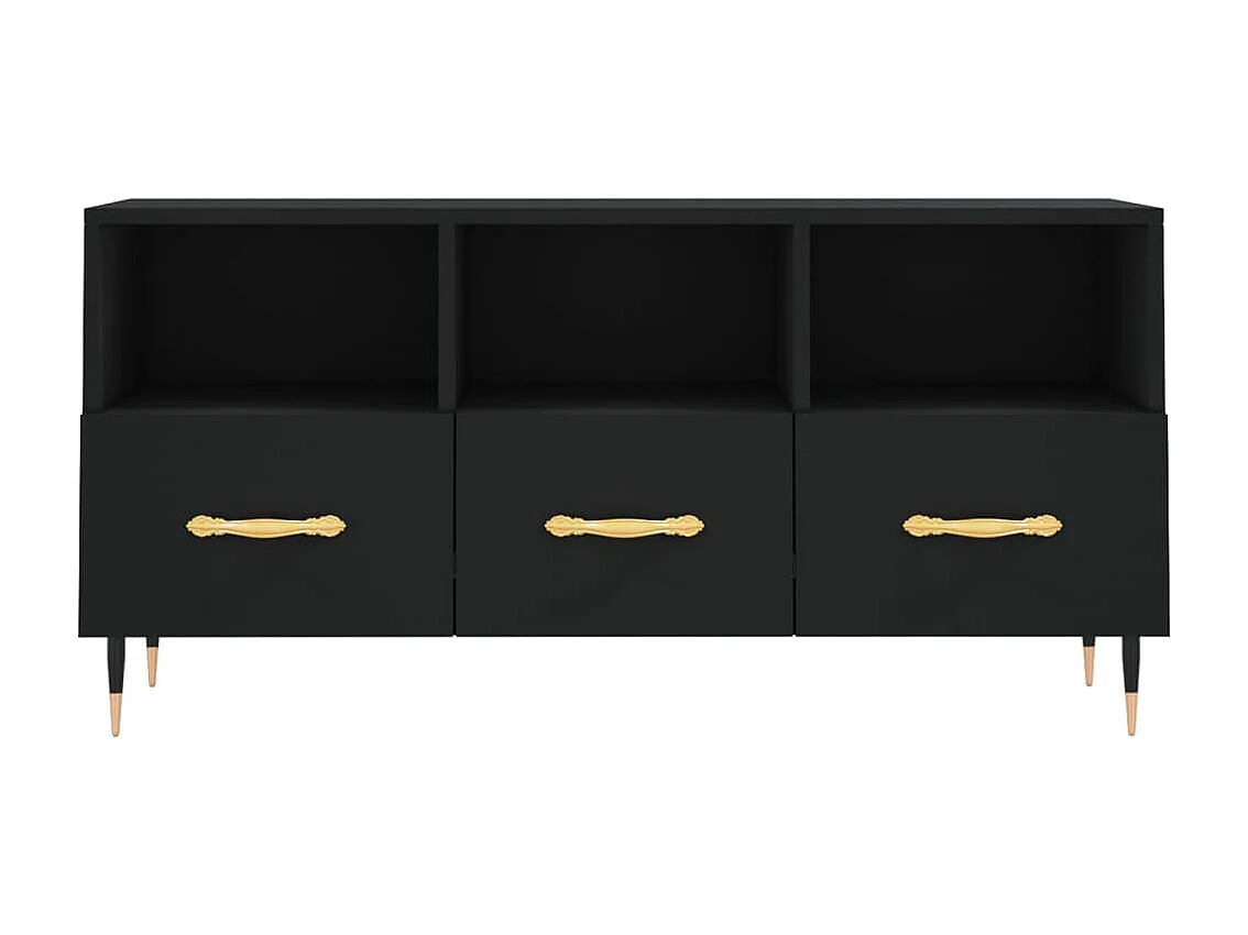Meuble TV noir 102x36x50 cm bois d'ingénierie