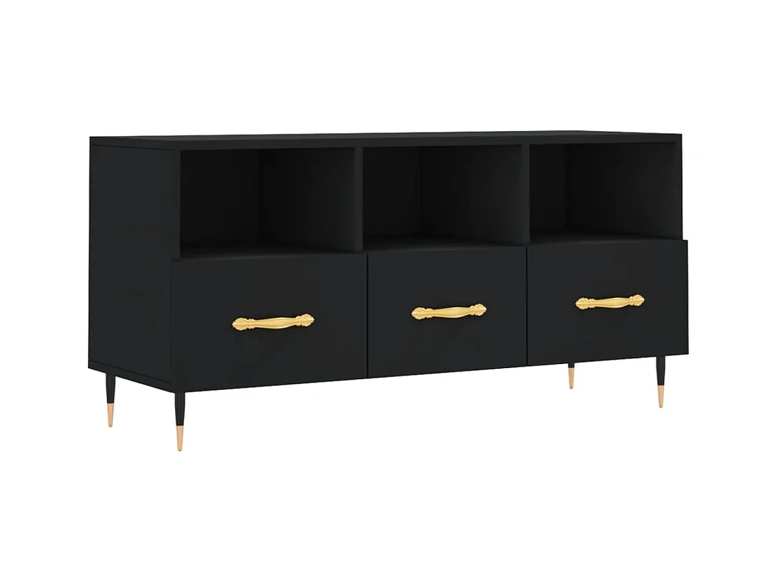 Meuble TV noir 102x36x50 cm bois d'ingénierie