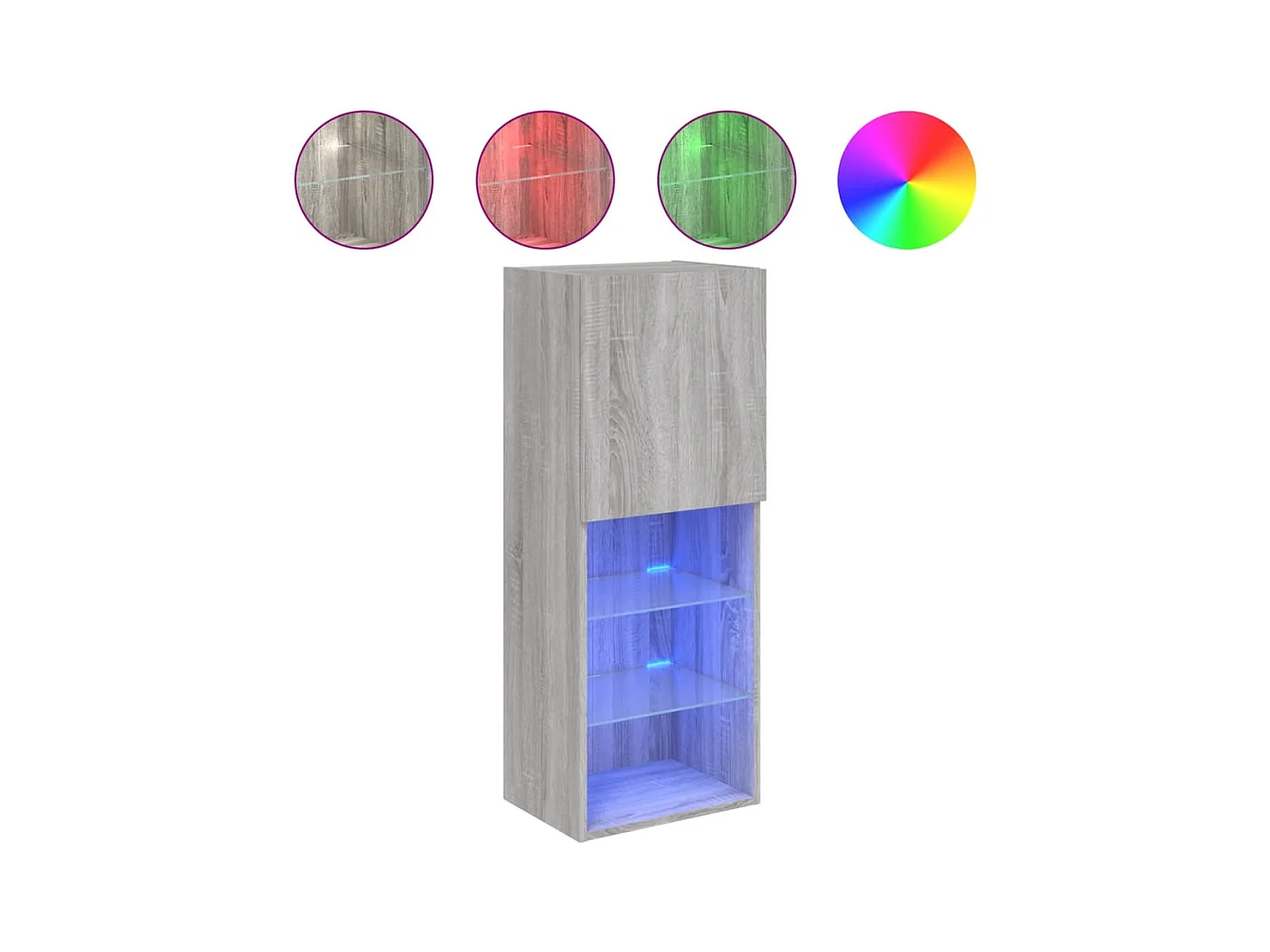 Meuble TV avec lumières LED sonoma gris 40,5x30x102 cm