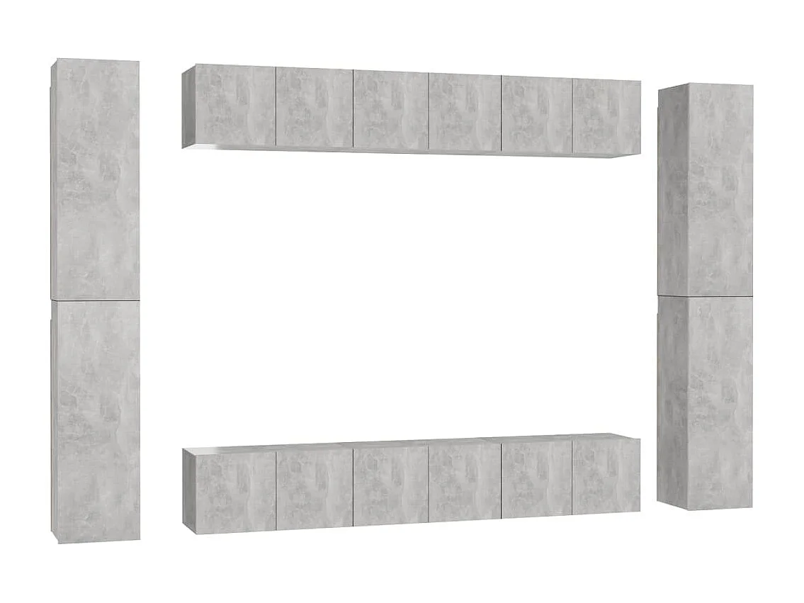 10 peças conjunto de móveis de TV contraplacado cinzento cimento