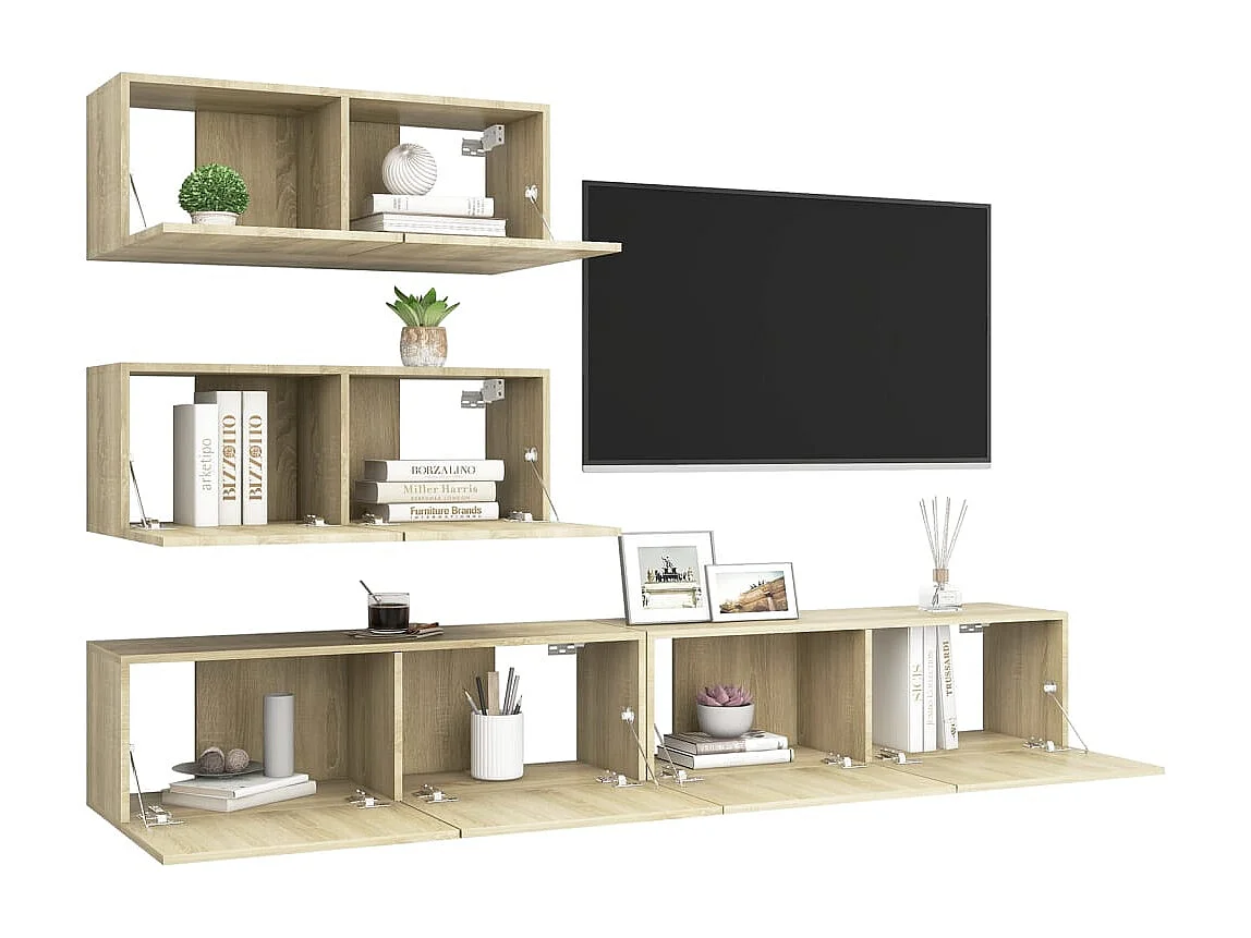 Ensemble de meuble TV 4 pièces Chêne sonoma Aggloméré