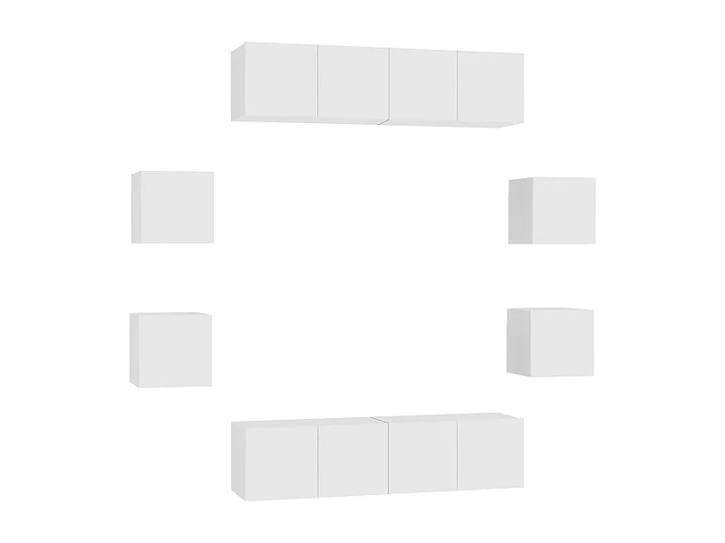 Ensemble de meubles TV 8 pièces Blanc Aggloméré