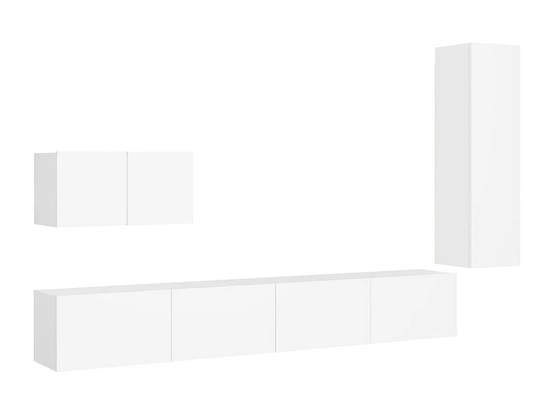 Set de muebles de salón TV 4 piezas madera de ingeniería blanco