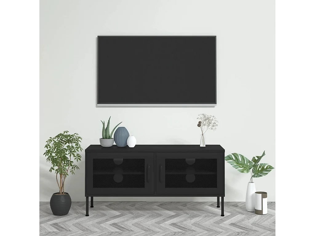 Móvel de TV aço 105x35x50 cm preto