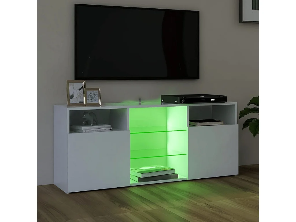 Meuble TV avec lumières LED blanc 120x30x50 cm