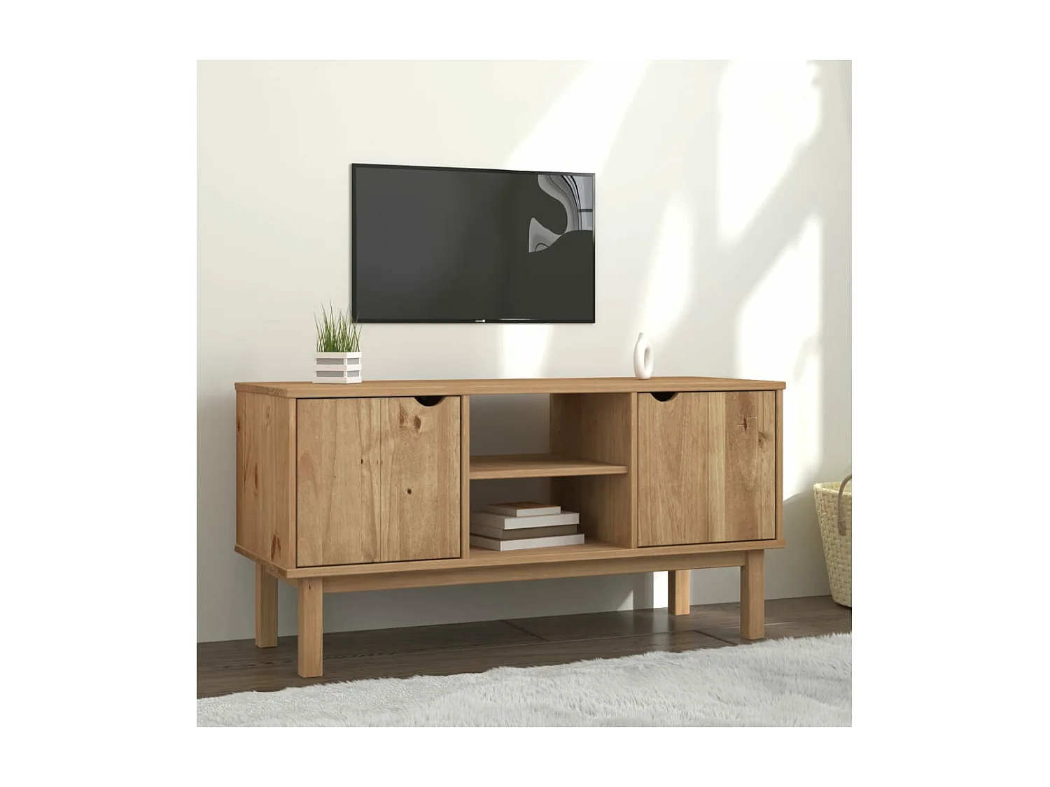 Tv-meubel OTTA 113,5x43x57 cm massief grenenhout