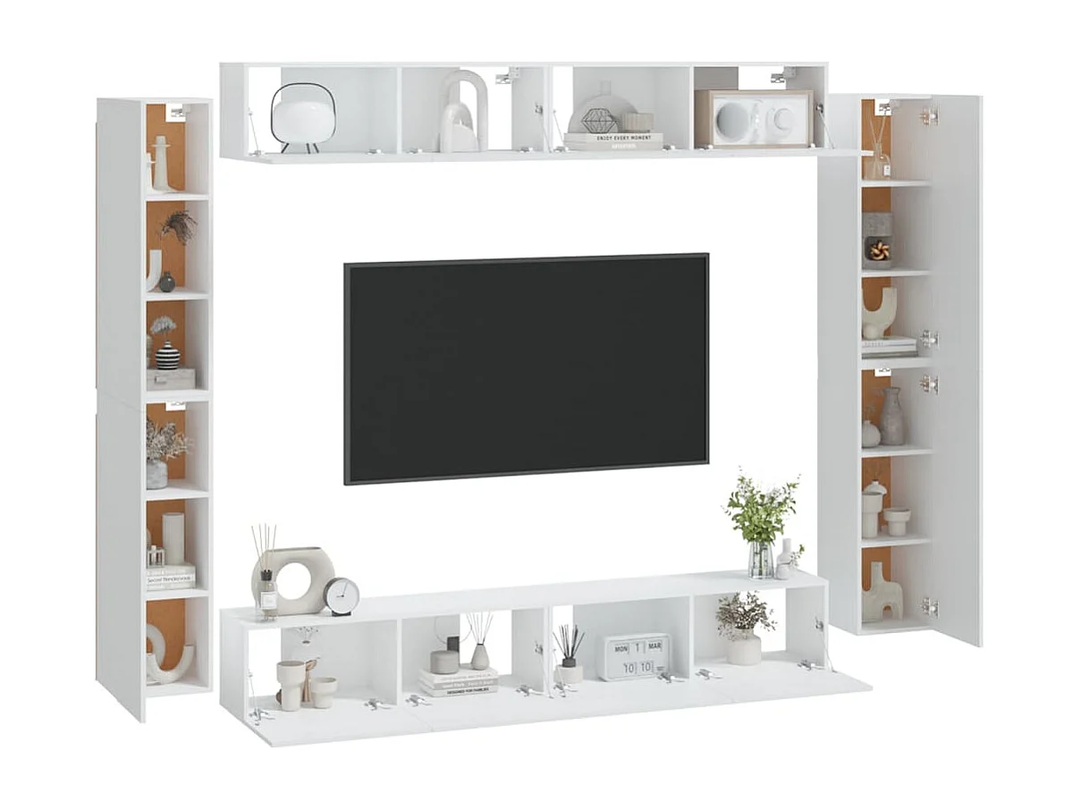 Ensemble de meubles TV 8 pièces Blanc Bois d'ingénierie