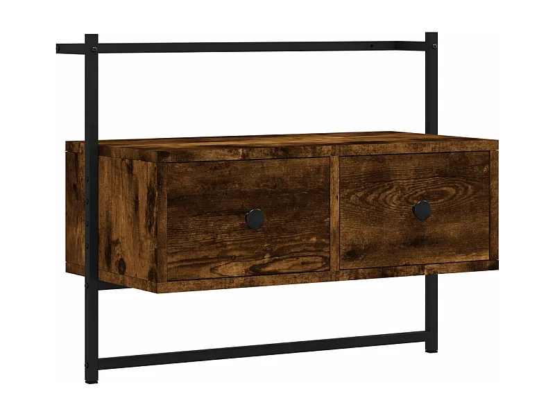 Meuble TV mural chêne fumé 60,5x30x51 cm bois d'ingénierie