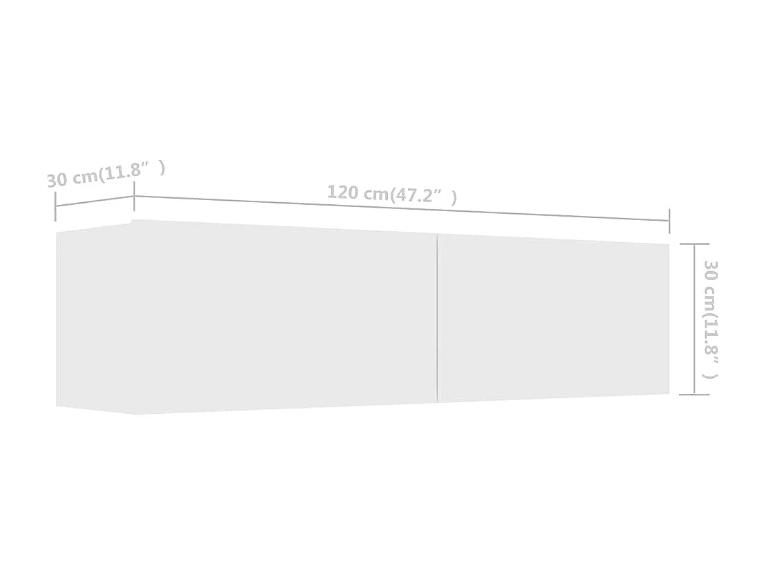 Meuble TV Blanc 120x30x30 cm Aggloméré