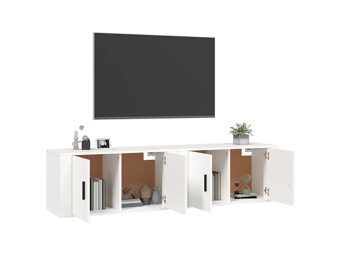 Meubles TV muraux 2 pièces blanc 80x34,5x40 cm