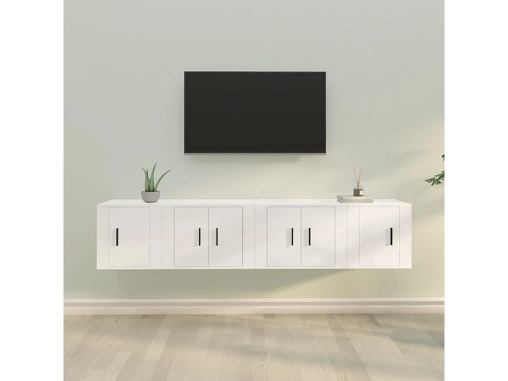 Ensemble de meubles TV 4 pièces Blanc Bois d'ingénierie