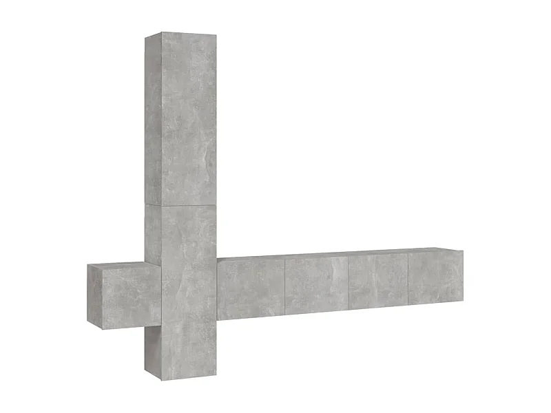 Conjunto móveis de TV 5 peças madeira processada cinzento cimento