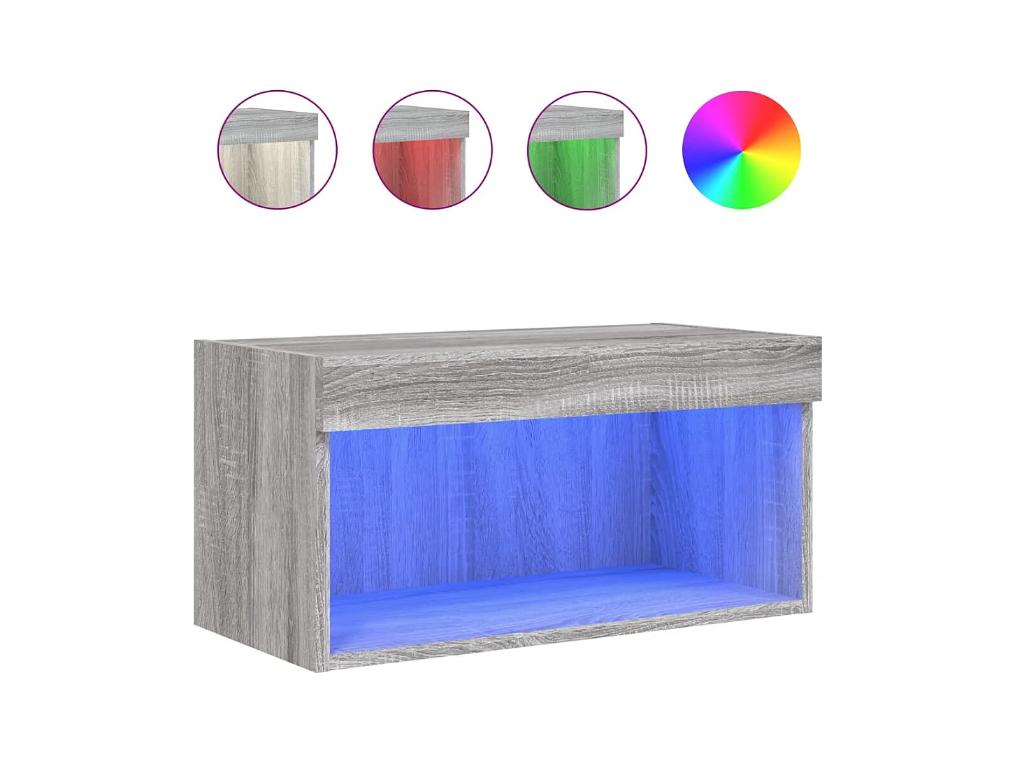 Meuble TV avec lumières LED sonoma gris 60x30x30 cm