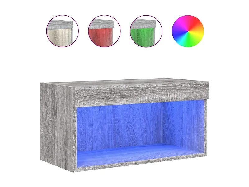 Meuble TV avec lumières LED sonoma gris 60x30x30 cm