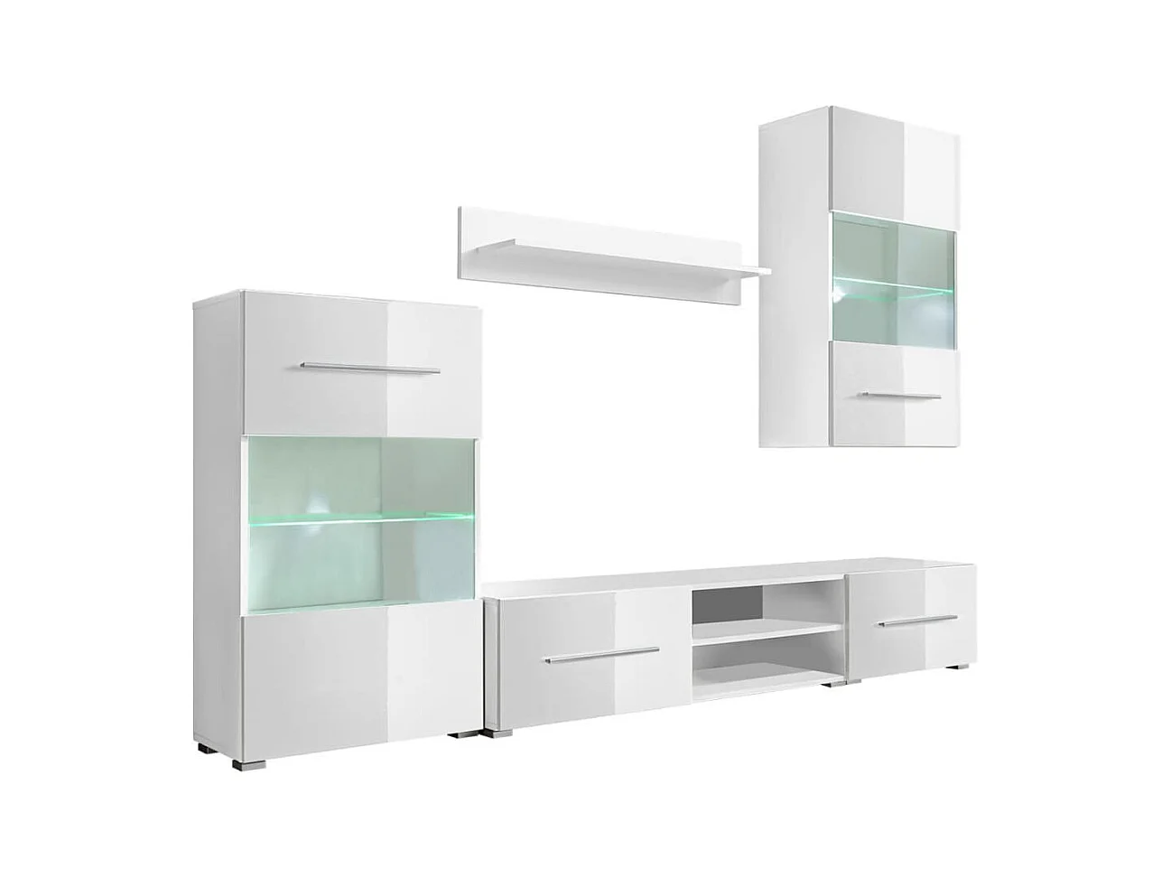 Meuble TV mural avec éclairage LED 5 pièces Blanc