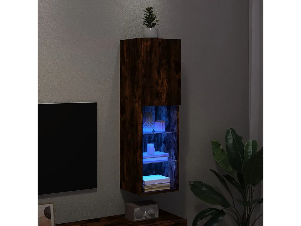 Tv-meubel LED-verlichting 30,5x30x102 cm gerookt eikenkleurig