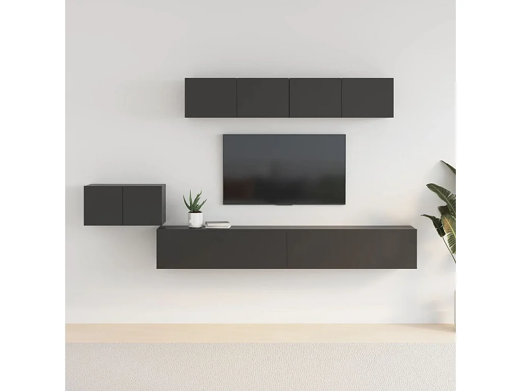 Ensemble de meubles TV 5 pièces Noir Bois d'ingénierie