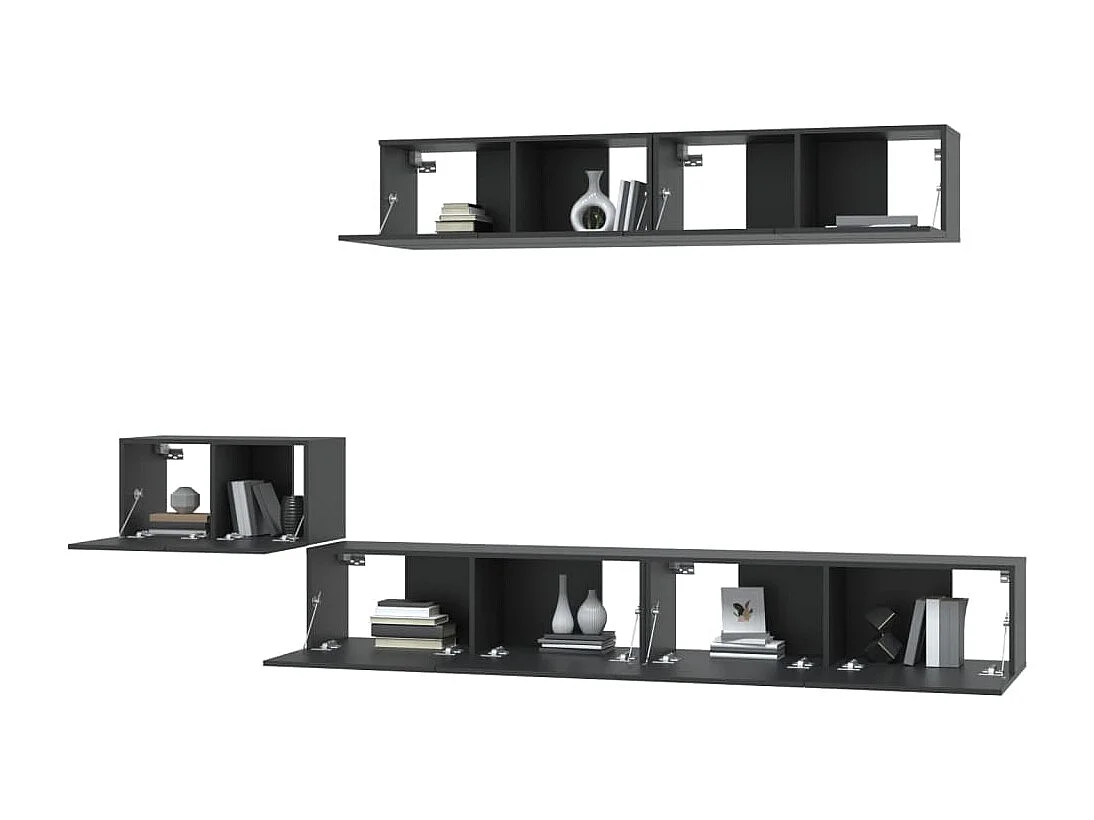 Ensemble de meubles TV 5 pièces Noir Bois d'ingénierie