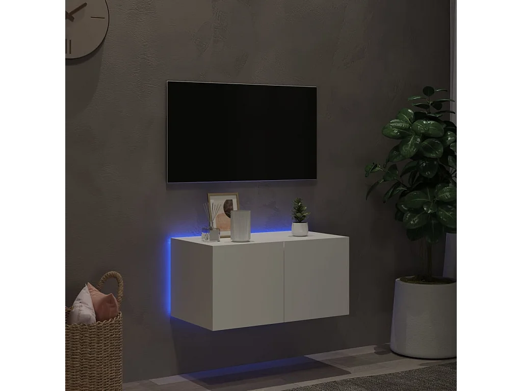 Tv-wandmeubel met LED-verlichting 60x35x31 cm wit