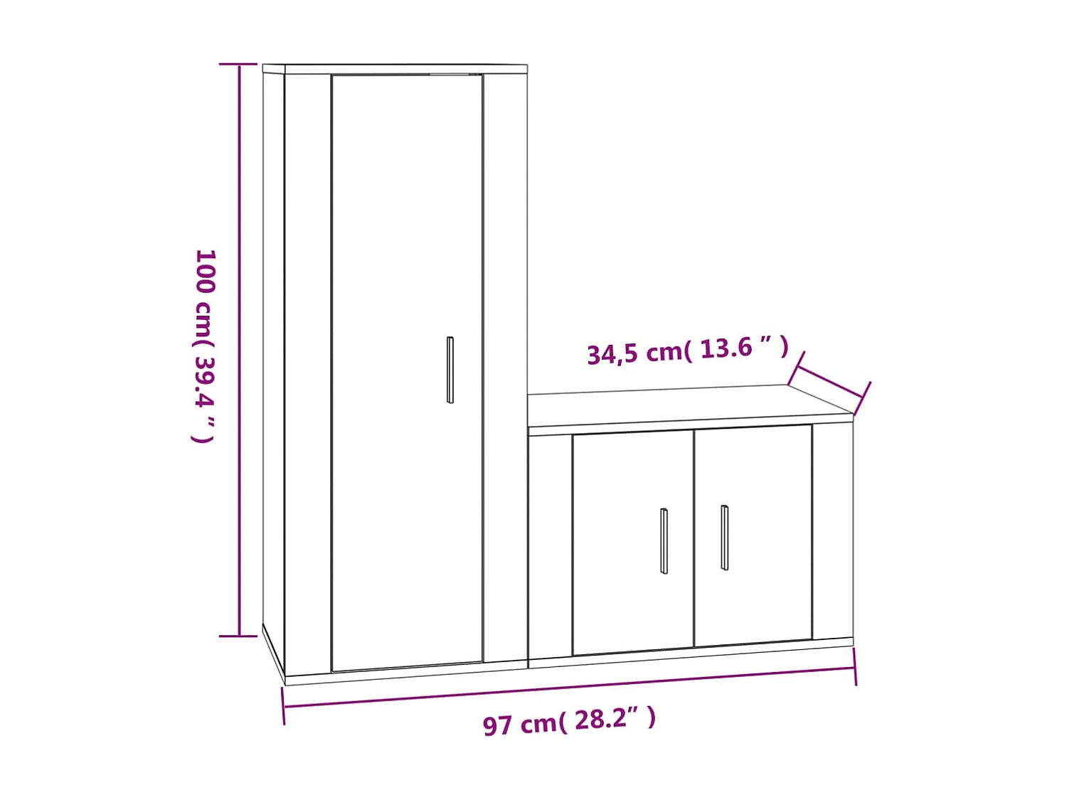Ensemble de meubles TV 2 pièces Chêne marron Bois d'ingénierie