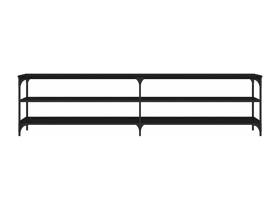 Meuble TV noir 200x30x50 cm bois d'ingénierie et métal