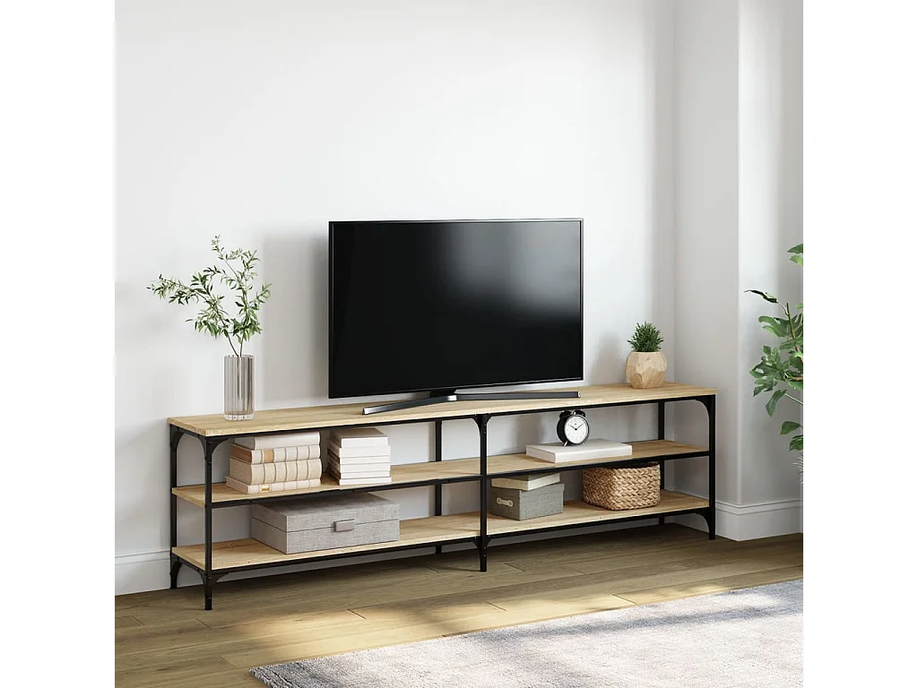 Mueble TV metal y madera contrachapada roble Sonoma 180x30x50cm