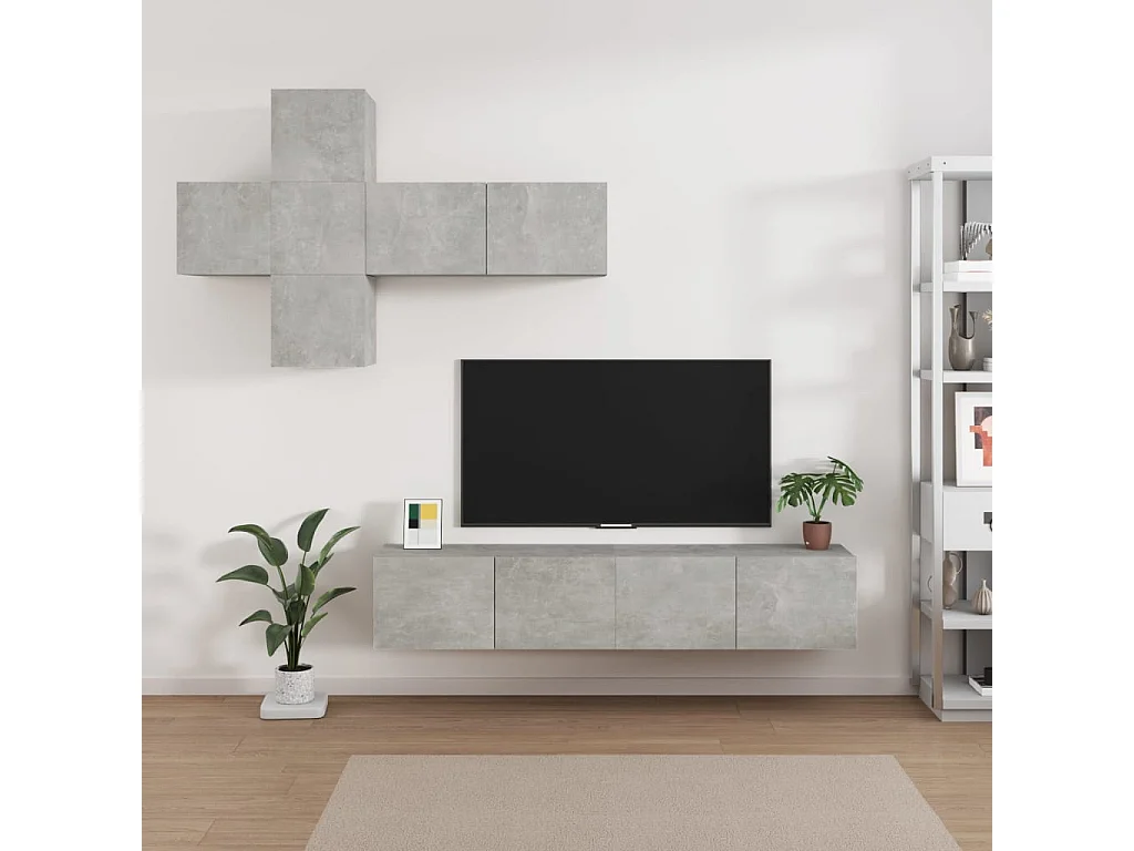 Ensemble de meubles TV 7 pièces Gris béton Bois d'ingénierie