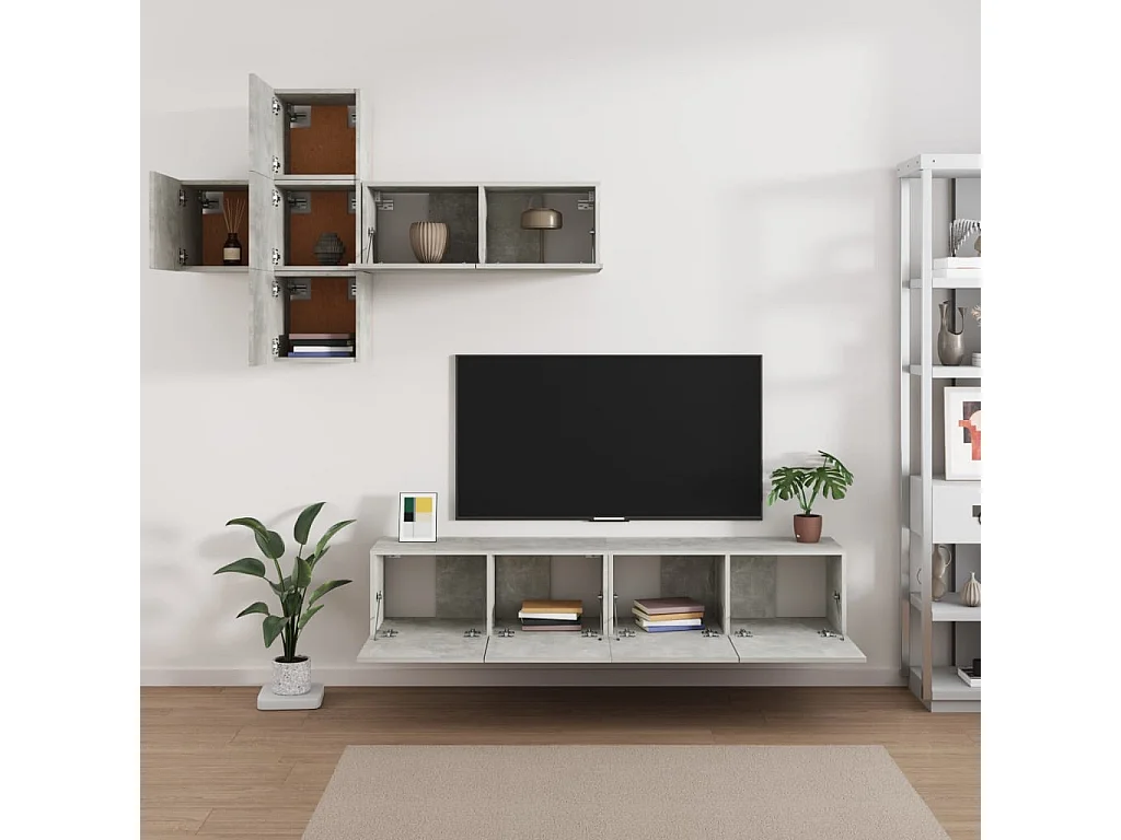 Ensemble de meubles TV 7 pièces Gris béton Bois d'ingénierie