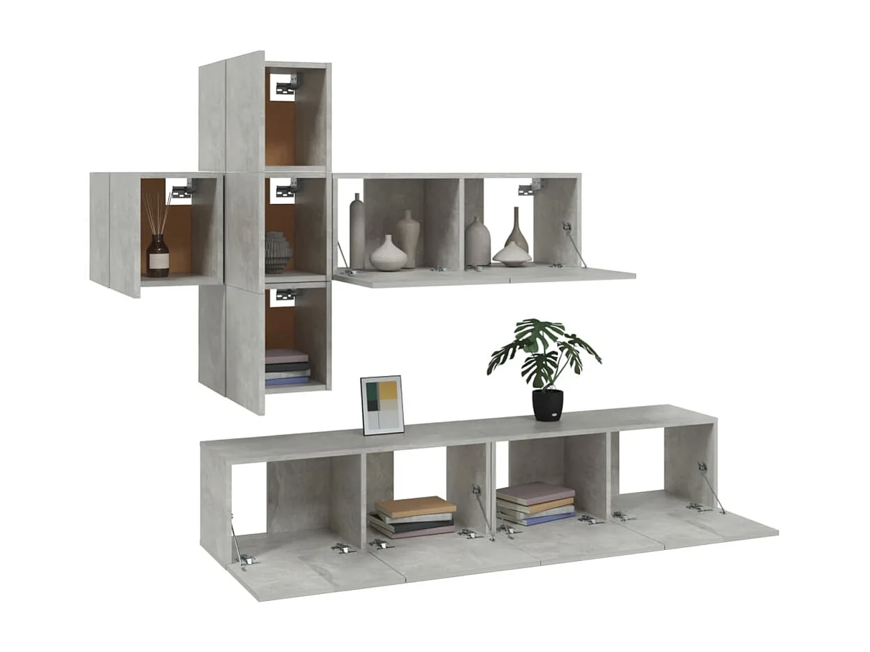 Ensemble de meubles TV 7 pièces Gris béton Bois d'ingénierie