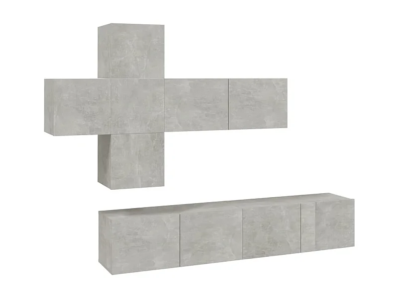 Ensemble de meubles TV 7 pièces Gris béton Bois d'ingénierie