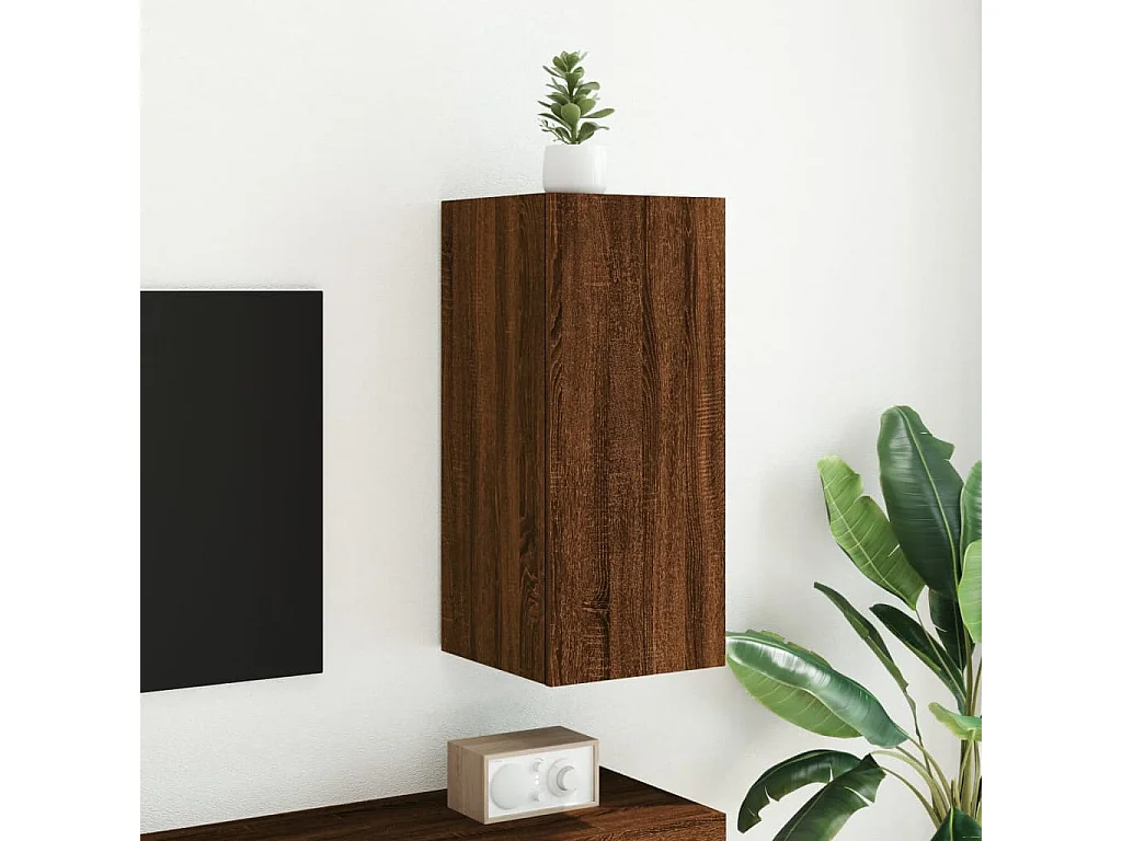 Tv-wandmeubel met LED-verlichting 30,5x35x70 cm bruineikenkleur