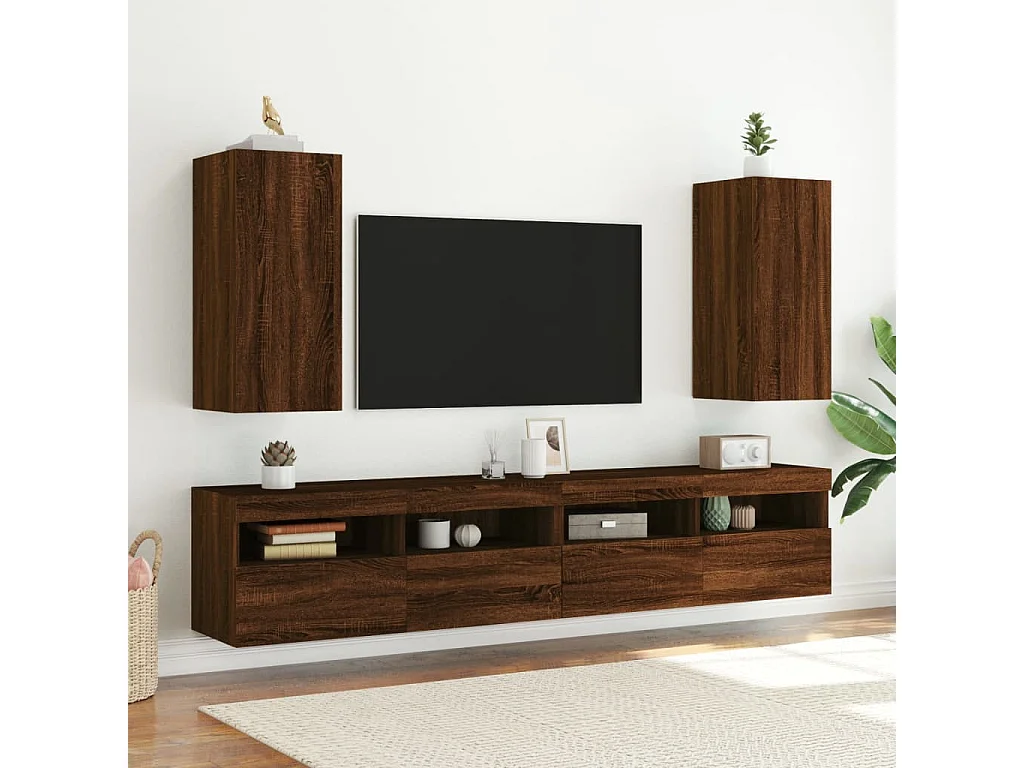 Tv-wandmeubel met LED-verlichting 30,5x35x70 cm bruineikenkleur