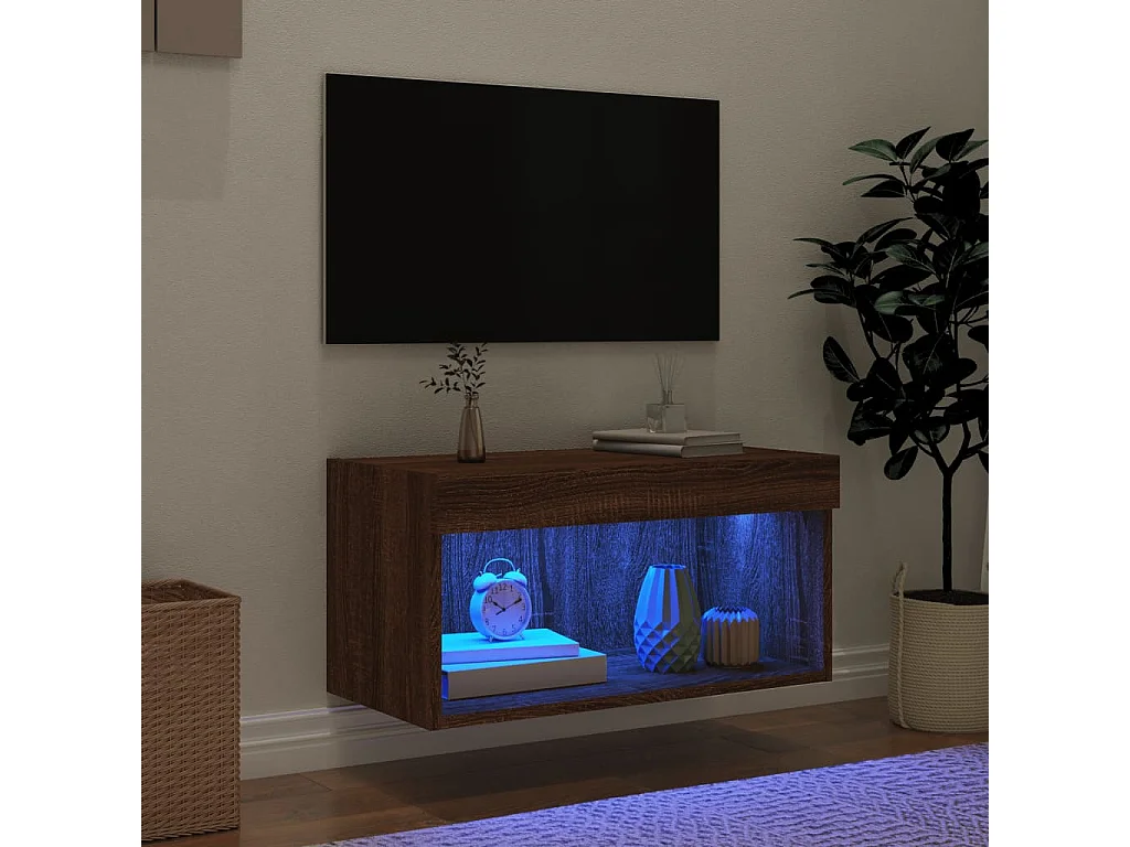 Tv-meubel met LED-verlichting 60x30x30 cm bruin eikenkleur