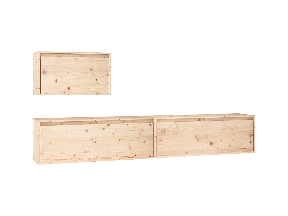 Meubles TV 3 pièces Bois massif de pin