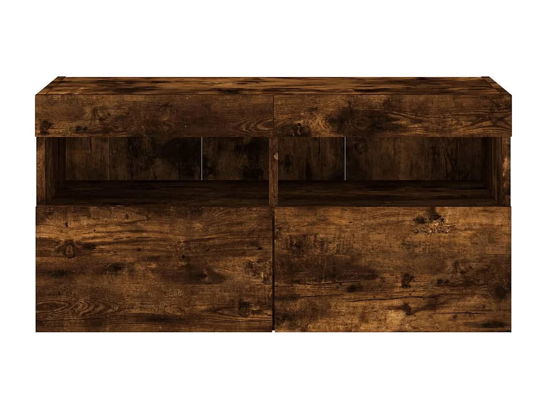 8-delige tv-wandmeubelset met LED bewerkt hout gerookt eiken