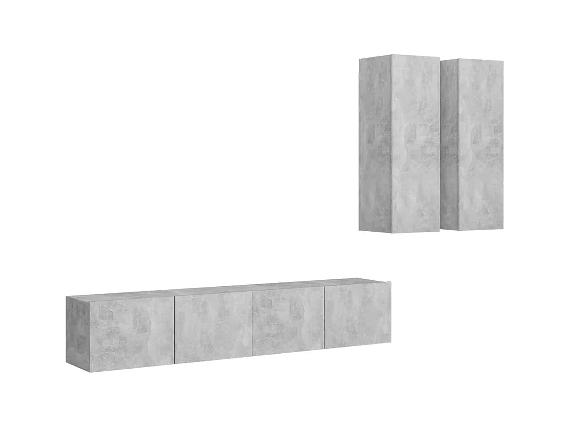Juego de mueble para TV de 4 piezas aglomerado gris hormigón