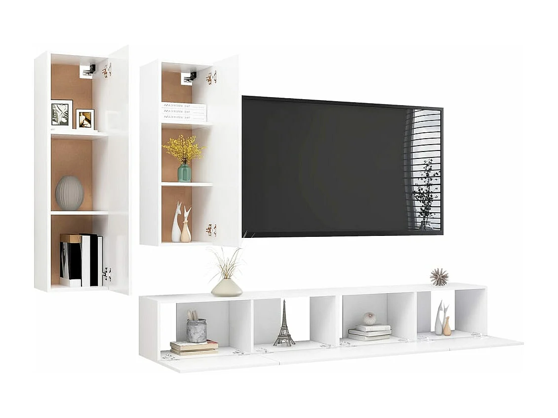 Ensemble de meuble TV 4 pièces Blanc Aggloméré