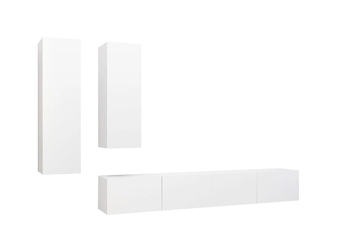 Ensemble de meuble TV 4 pièces Blanc Aggloméré