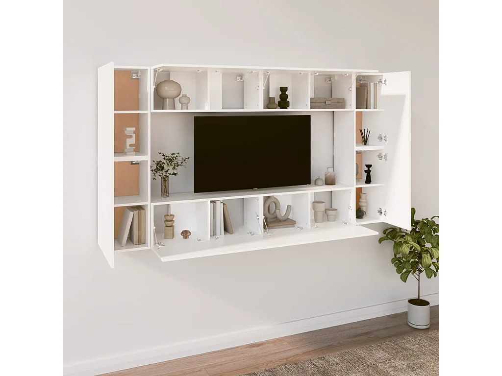 8-delige Tv-meubelset bewerkt hout wit