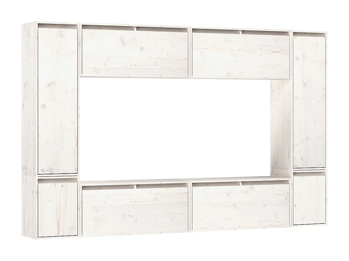 Meubles TV 8 pièces Blanc Bois massif de pin