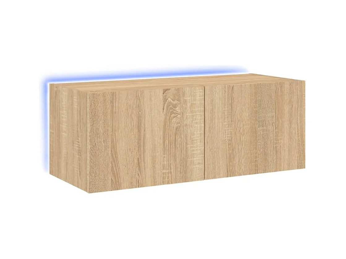 Meuble TV mural avec lumières LED chêne sonoma 80x35x31 cm