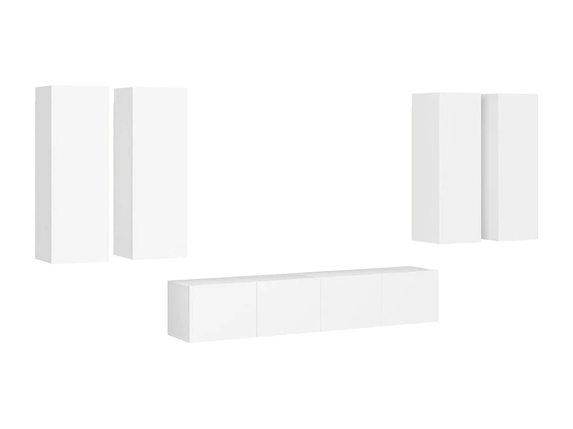 6-delige Tv-meubelset bewerkt hout wit