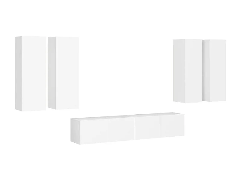 6-delige Tv-meubelset bewerkt hout wit