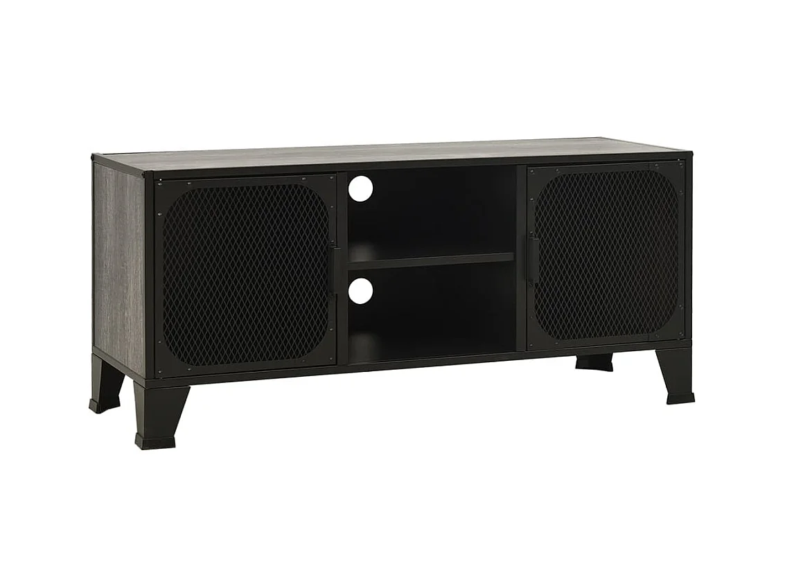 Meuble TV Gris 105x36x47 cm Métal et MDF